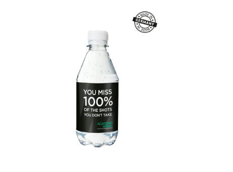 330 ml PromoWater - Mineralwasser, mit Kohlensäure, Hergestellt in Deutschland - Folien-Etikett