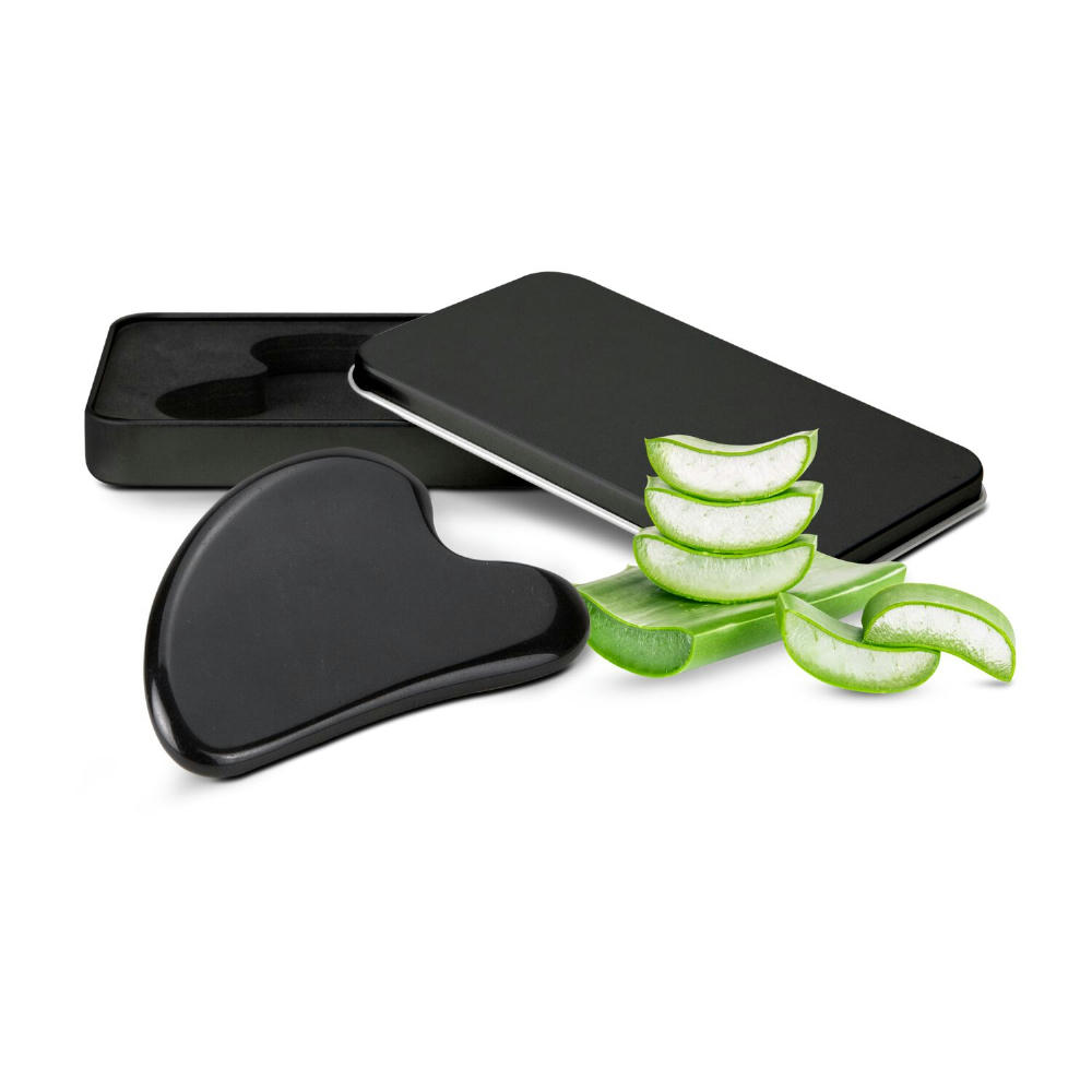 Massagestein Gua Sha Black Obsidian zur Wellness-Gesichtsmassage