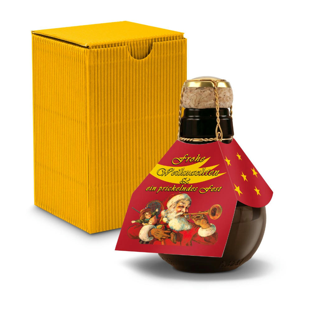 Kleinste Sektflasche der Welt! Weihnachtsgruß - Inklusive Geschenkkarton in Gelb, 125 ml
