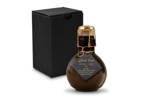 Kleinste Sektflasche der Welt! schwarzer Anhänger - Inklusive Geschenkkarton in Schwarz, 125 ml