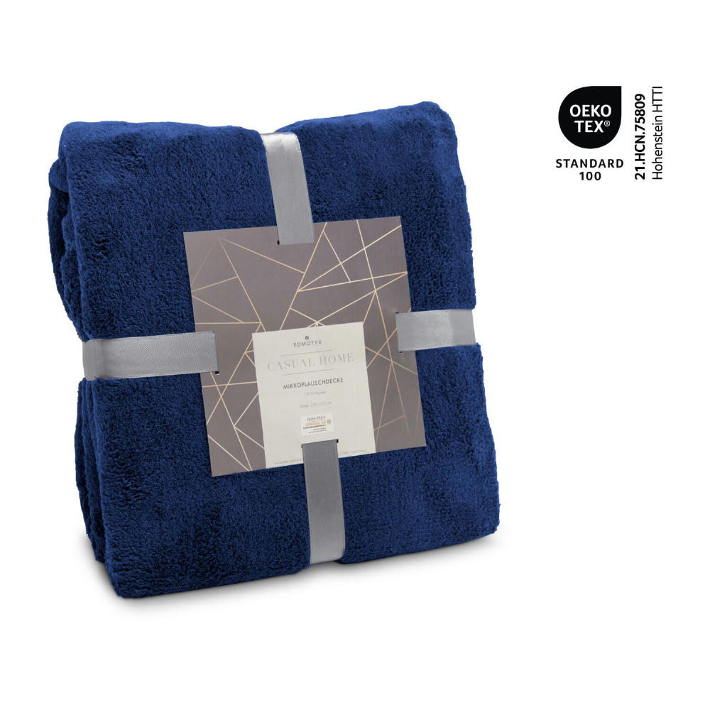 Mikroflauschdecke navy - 150 x 200 cm, 250 g/m²