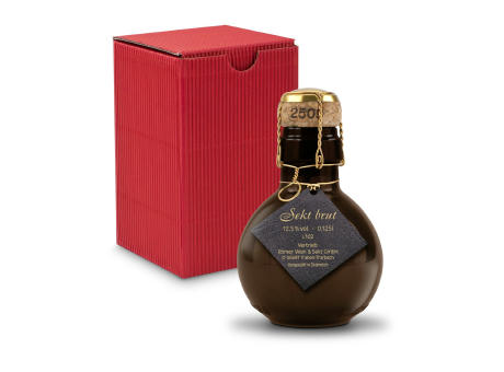 Kleinste Sektflasche der Welt! schwarzer Anhänger - Inklusive Geschenkkarton in Rot, 125 ml