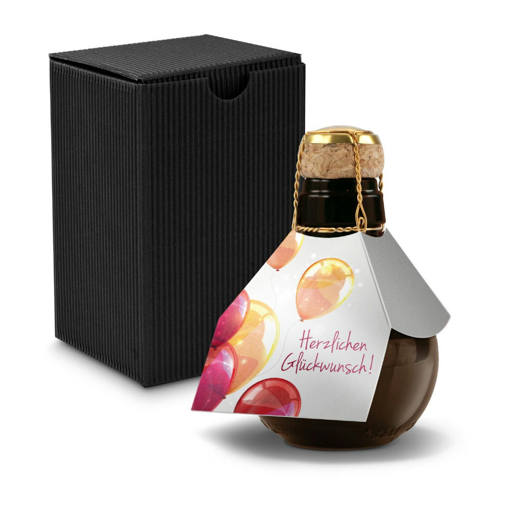 Kleinste Sektflasche der Welt! Herzlichen Glückwunsch - Inklusive Geschenkkarton in Schwarz, 125 ml