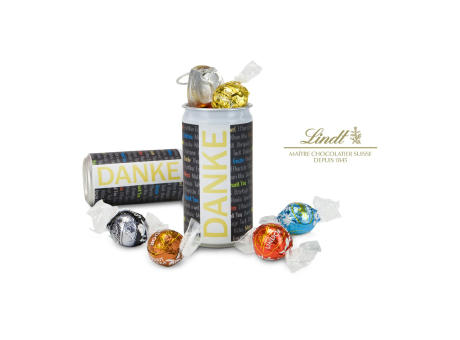 Geschenkartikel / Präsentartikel: Lindt-Oster-Überraschung, Das Nest in der Dose - Etikett Frohe Ostern - EierWiese