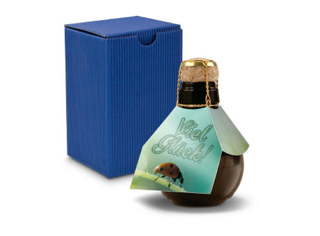 Kleinste Sektflasche der Welt! Viel Glück - Inklusive Geschenkkarton in Blau, 125 ml