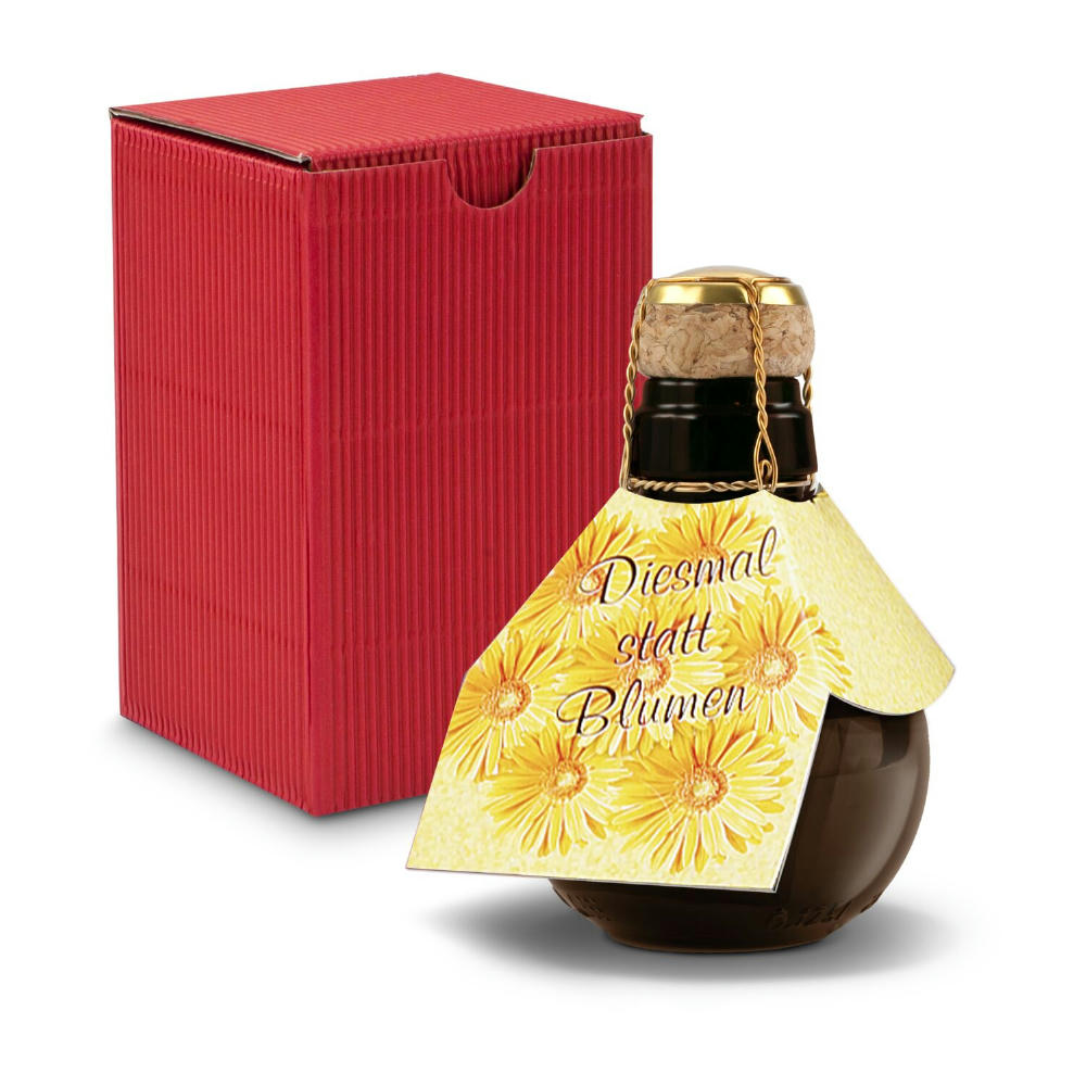 Kleinste Sektflasche der Welt! Diesmal statt Blumen - Inklusive Geschenkkarton in Rot, 125 ml