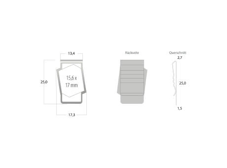 ROMINOX® Mehrweg-Büroklammer Shape Clip Variante D, idealer Mailingartikel für Dokumente, bis zu 18 Seiten Klemmkraft