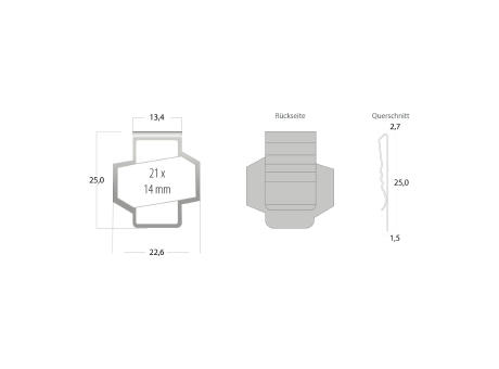 ROMINOX® Mehrweg-Büroklammer Shape Clip Variante F, idealer Mailingartikel für Dokumente, bis zu 18 Seiten Klemmkraft