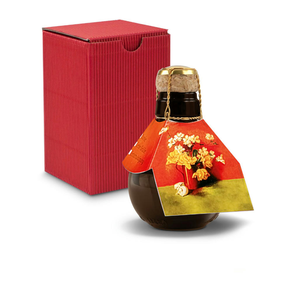 Kleinste Sektflasche der Welt! Blumengesteck - Inklusive Geschenkkarton in Rot, 125 ml