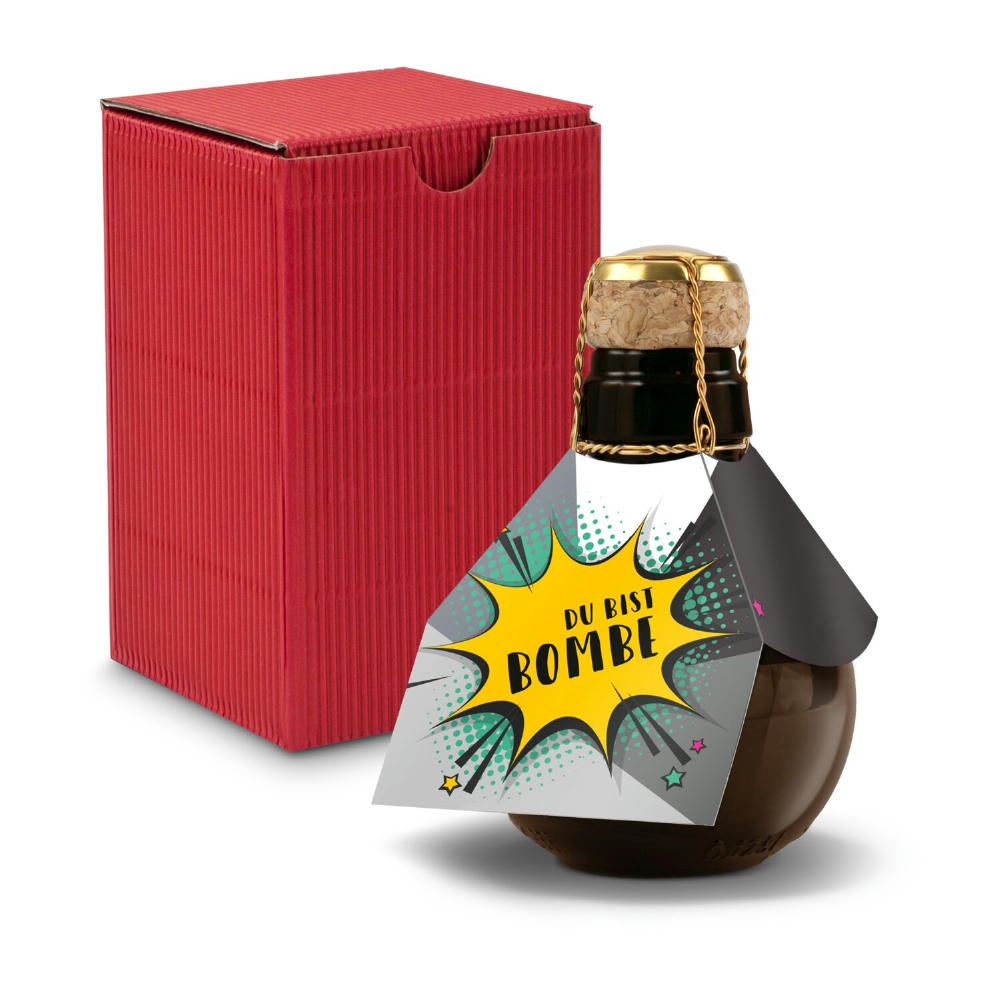 Kleinste Sektflasche der Welt! Du bist Bombe - Inklusive Geschenkkarton in Rot, 125 ml
