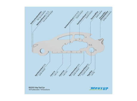 Geschenkartikel: ROMINOX® Key Tool Car/Auto (18 Funktionen) im Motiv-Mäppchen Viel Glück
