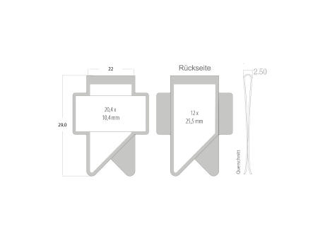 ROMINOX® Mehrweg-Büroklammer X Clip Variante C, idealer Mailingartikel für Dokumente, bis zu 12 Seiten Klemmkraft