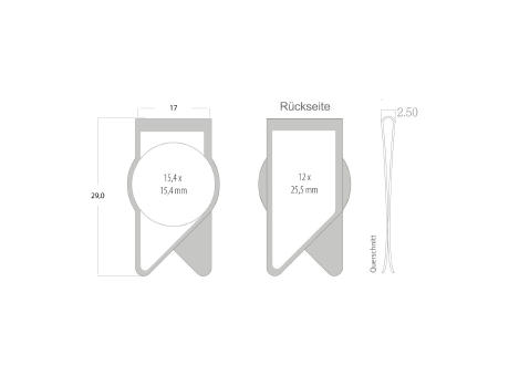 ROMINOX® Mehrweg-Büroklammer X Clip Variante E, idealer Mailingartikel für Dokumente, bis zu 12 Seiten Klemmkraft