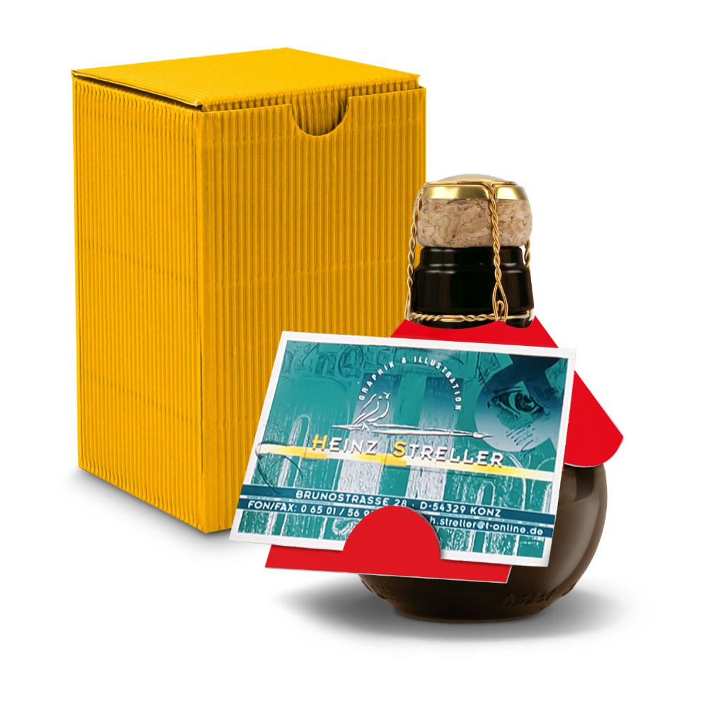 Kleinste Sektflasche der Welt! Visitenkarteneinschub - Inklusive Geschenkkarton in Gelb, 125 ml