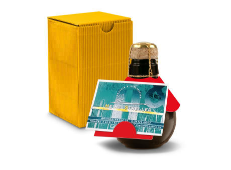Kleinste Sektflasche der Welt! Visitenkarteneinschub - Inklusive Geschenkkarton in Gelb, 125 ml