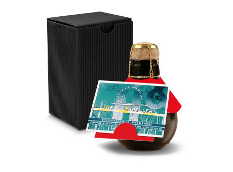 Kleinste Sektflasche der Welt! Visitenkarteneinschub - Inklusive Geschenkkarton in Schwarz, 125 ml