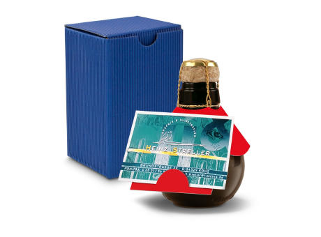 Kleinste Sektflasche der Welt! Visitenkarteneinschub - Inklusive Geschenkkarton in Blau, 125 ml