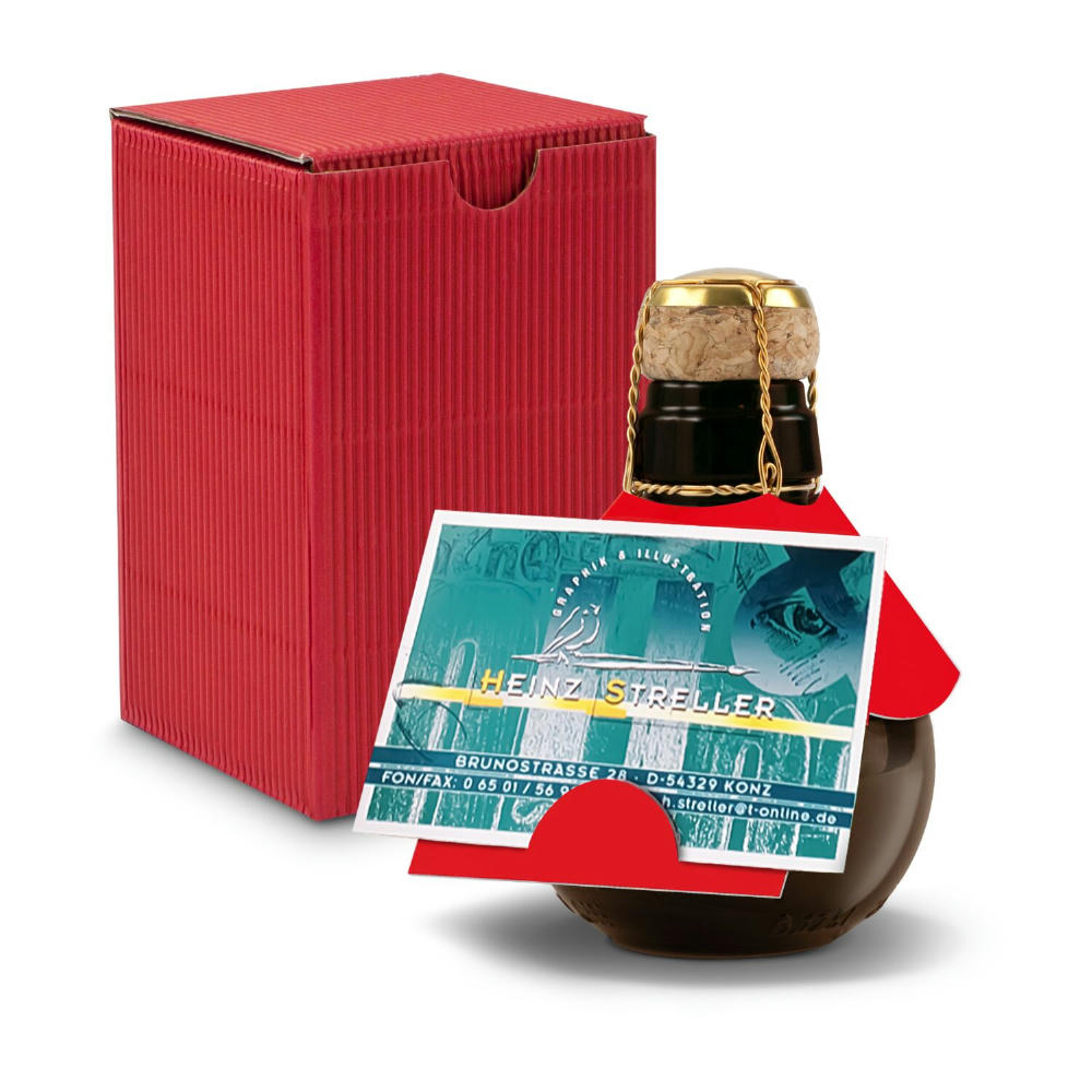 Kleinste Sektflasche der Welt! Visitenkarteneinschub - Inklusive Geschenkkarton in Rot, 125 ml