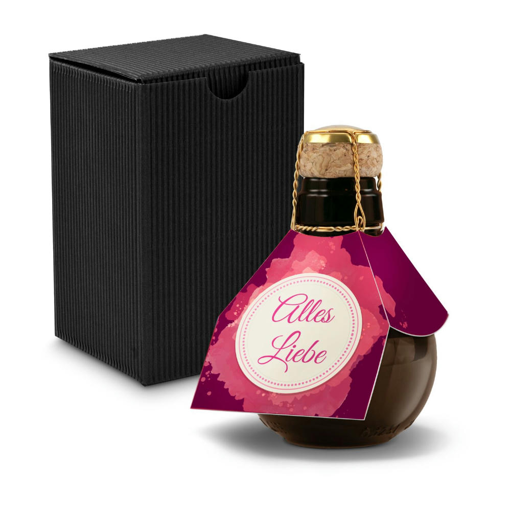 Kleinste Sektflasche der Welt! Alles Liebe - Inklusive Geschenkkarton in Schwarz, 125 ml