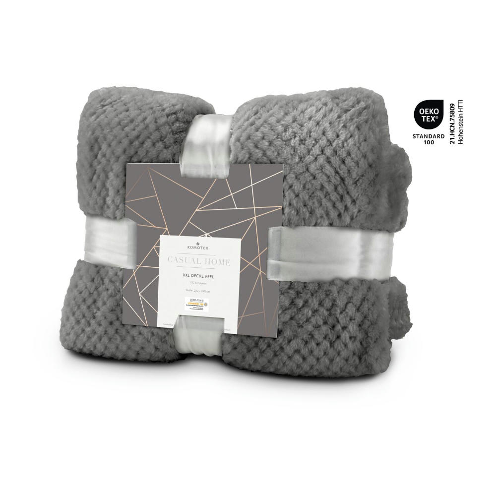 XXL Decke Feel grau - 220 x 240 cm, 275 g/m²
