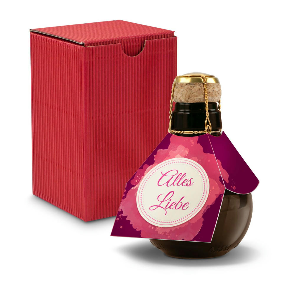 Kleinste Sektflasche der Welt! Alles Liebe - Inklusive Geschenkkarton in Rot, 125 ml