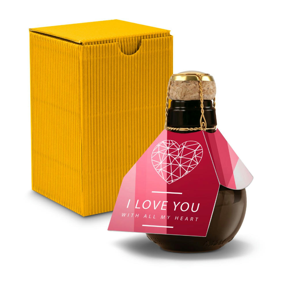 Kleinste Sektflasche der Welt! I love u - Inklusive Geschenkkarton in Gelb, 125 ml