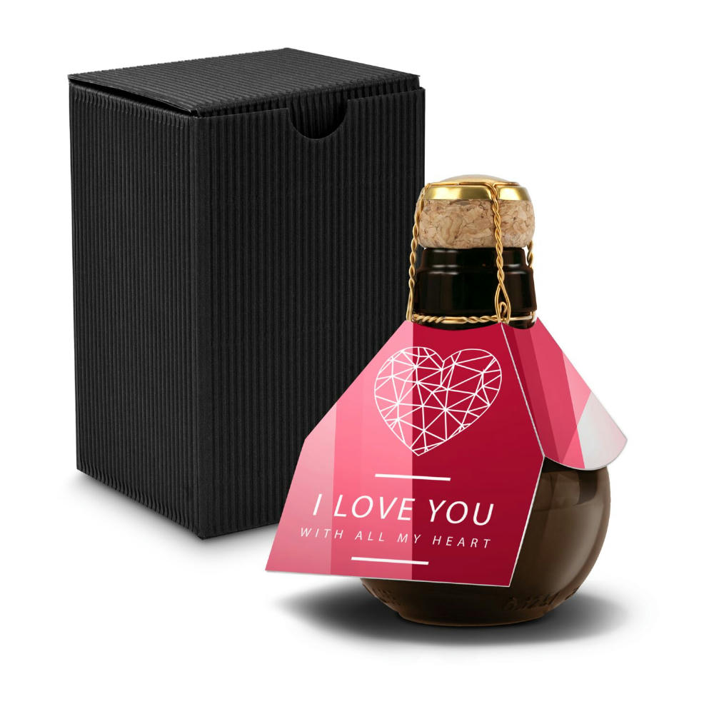 Kleinste Sektflasche der Welt! I love u - Inklusive Geschenkkarton in Schwarz, 125 ml