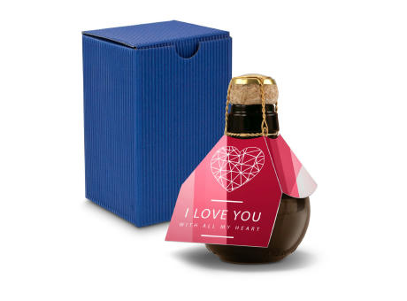 Kleinste Sektflasche der Welt! I love u - Inklusive Geschenkkarton in Blau, 125 ml
