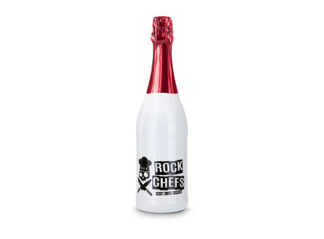 Sekt Cuvée - Flasche weiß-lackiert - Kapselfarbe Rot, 0,75 l