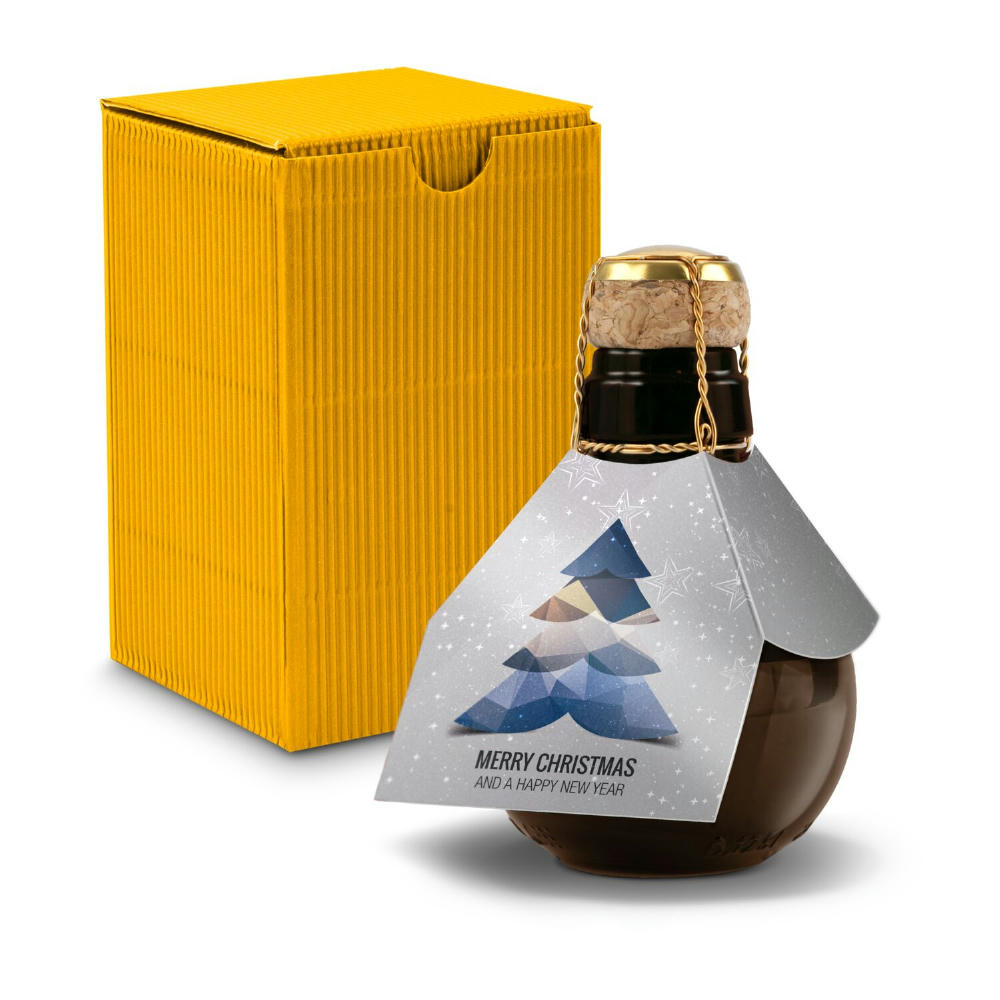 Kleinste Sektflasche der Welt! Merry Christmas - Inklusive Geschenkkarton in Gelb, 125 ml