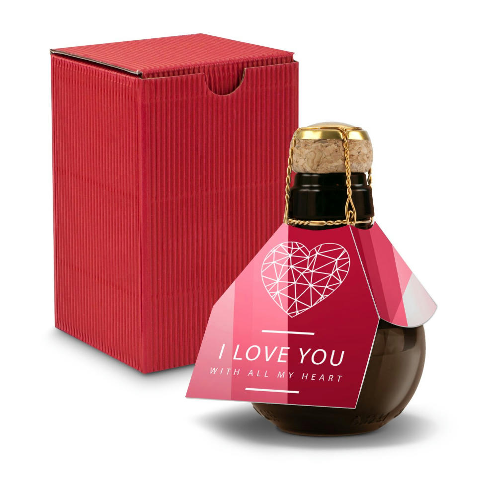 Kleinste Sektflasche der Welt! I love u - Inklusive Geschenkkarton in Rot, 125 ml