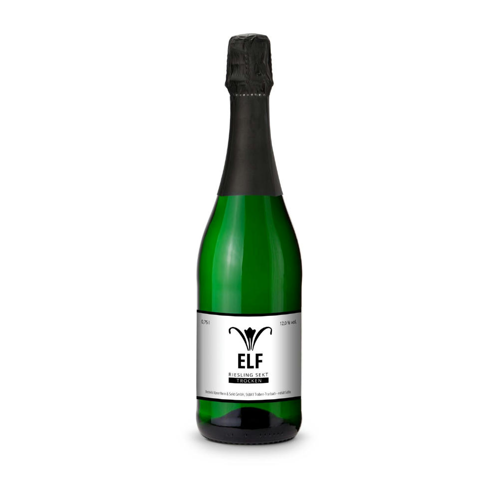 Sekt - Riesling - Flasche grün - Kapselfarbe Schwarz, 0,75 l