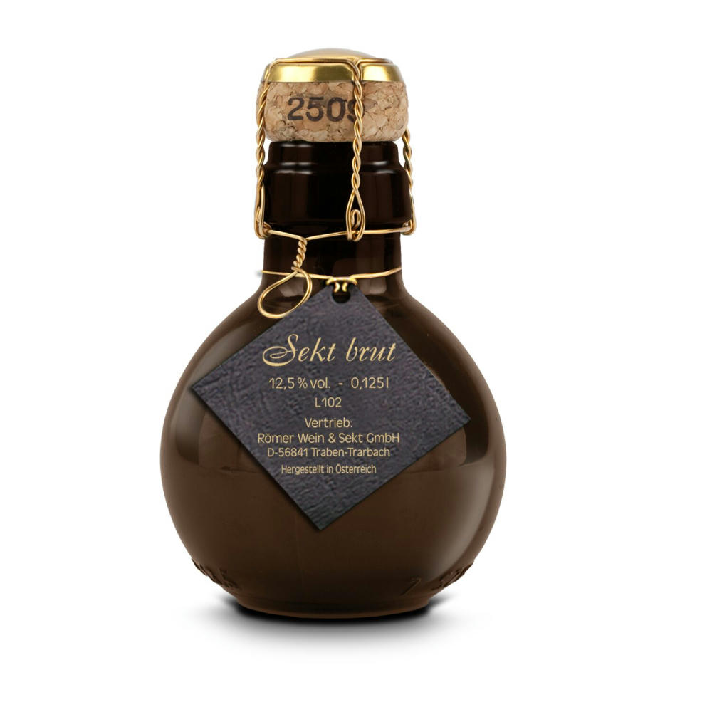 Kleinste Sektflasche der Welt! Anhänger in schwarz - Ohne Geschenkkarton, 125 ml