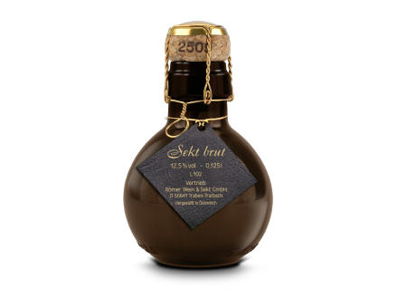 Kleinste Sektflasche der Welt! Anhänger in schwarz - Ohne Geschenkkarton, 125 ml