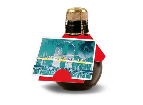 Kleinste Sektflasche der Welt! rot mit Visitenkarteneinschub - Ohne Geschenkkarton, 125 ml