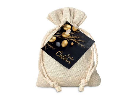 Geschenkartikel / Präsentartikel: Goldenes Ostersäckchen mit Lindt Goldhase und Lindorkugel