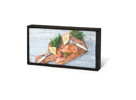 Geschenkartikel / Präsentartikel: Lachs-Gutschein in Holzbox: Genießer