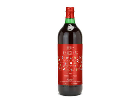 Glühwein - Flasche grün, mit Schraubverschluss, 1 l - individuelles Etikett