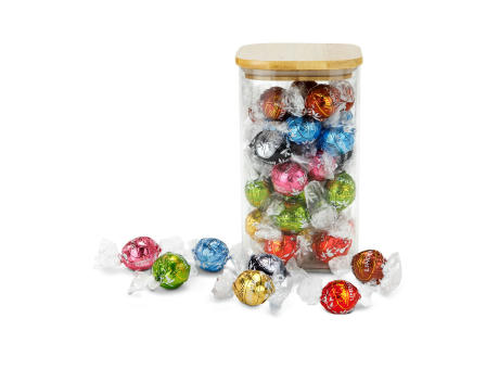 Geschenkset / Präsenteset: Lindor Team-Glas Frohe Weihnachten mit 35 Lindt Lindorkugeln
