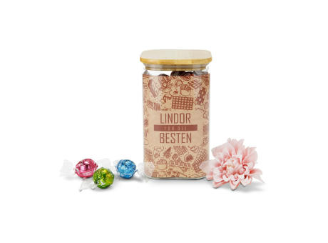 Geschenkset / Präsenteset: Lindor Team-Glas Frohe Weihnachten mit 35 Lindt Lindorkugeln