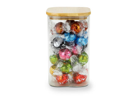 Geschenkset / Präsenteset: Lindor Team-Glas Frohe Weihnachten mit 35 Lindt Lindorkugeln