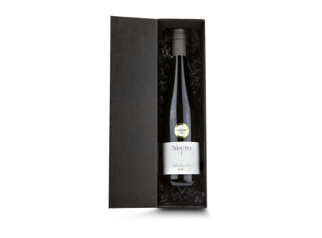 Geschenkartikel / Präsentartikel: Weißwein im schwarzen Geschenkkarton