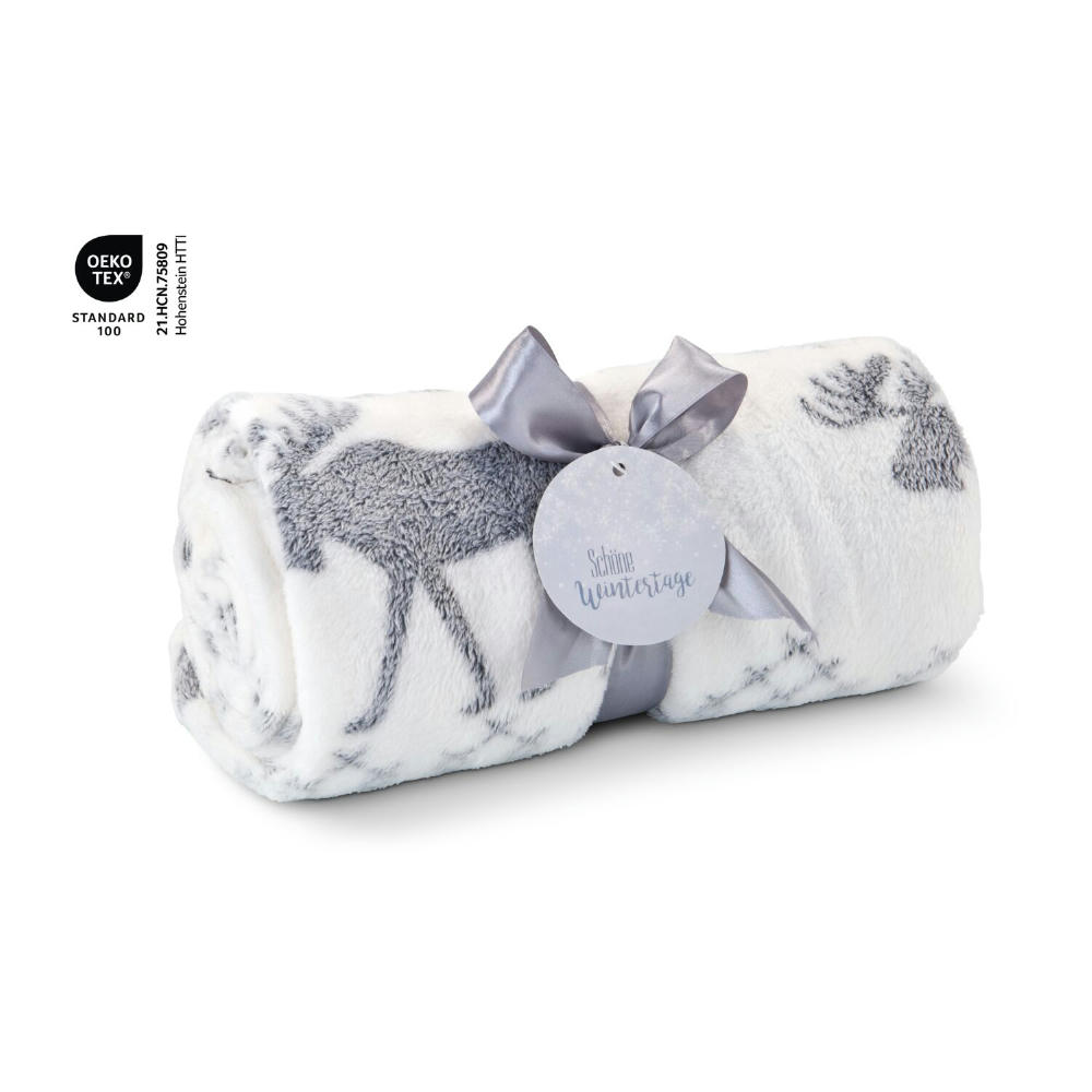 Kuscheldecke Rudolph weiß/grau - 120 x 150 cm, 190 g/m²