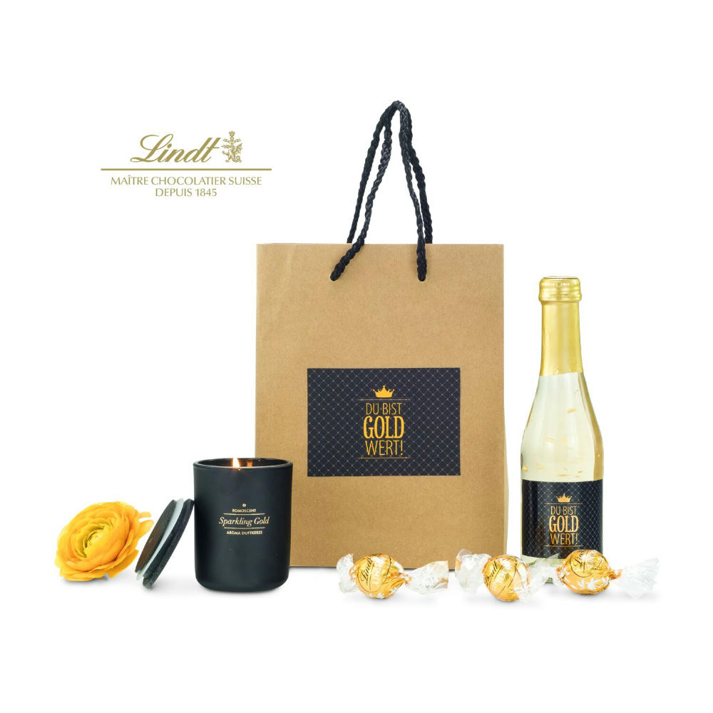 Geschenkset / Präsenteset: Du bist Gold wert Tüte