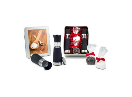 Geschenkset / Präsenteset: Salz- & Pfeffermühlen Set - in Silberdose
