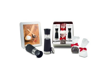 Geschenkset / Präsenteset: Salz- & Pfeffermühlen Set - in Silberdose
