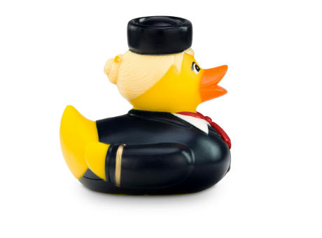 Werbeente Steffi Stewardess mit rotem Halstuch