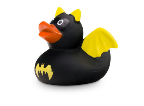 Werbeente Batduck Superheld schwarz-gelb
