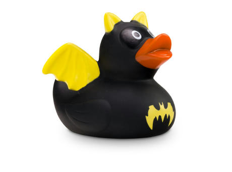 Werbeente Batduck Superheld schwarz-gelb