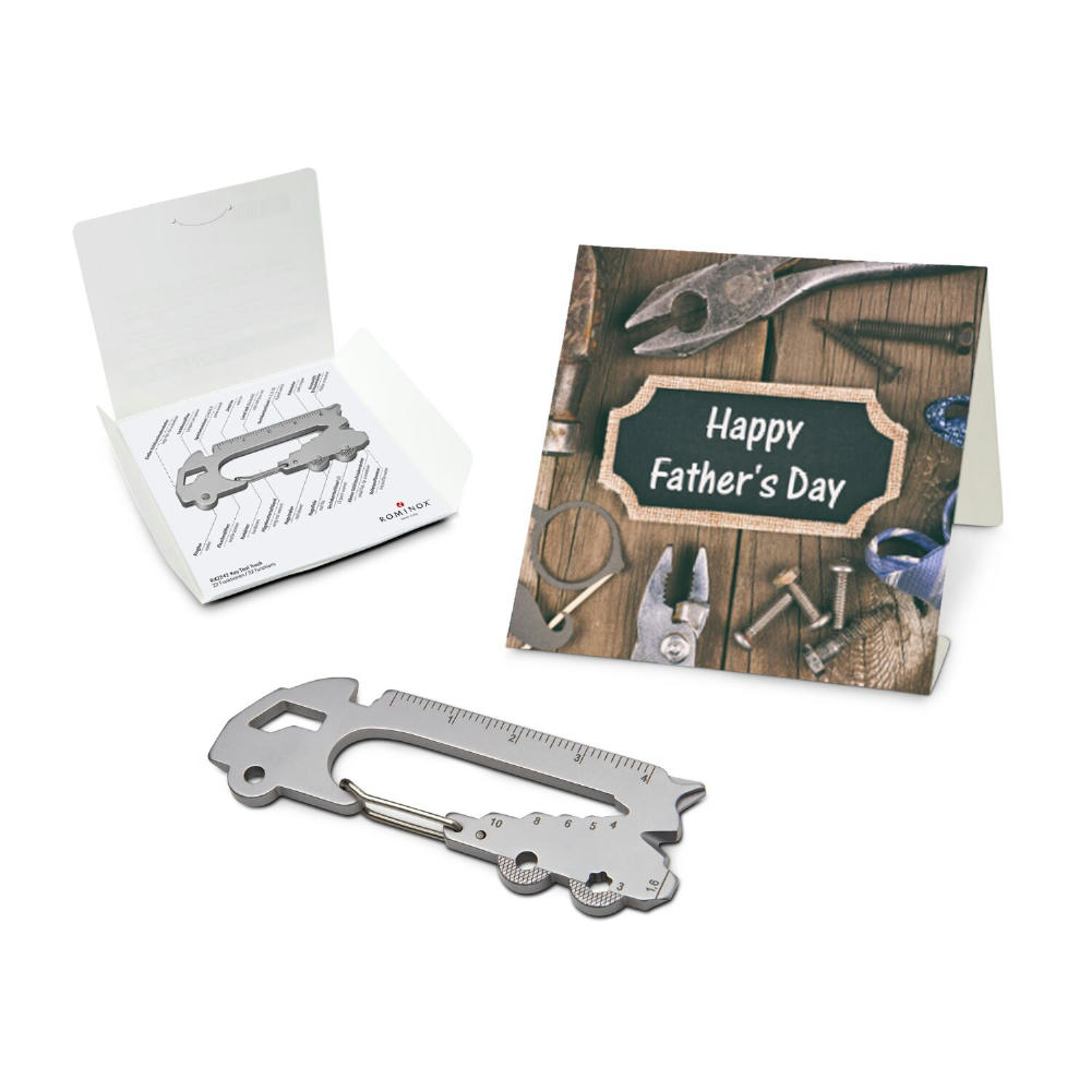 Geschenkartikel: ROMINOX® Key Tool Truck / LKW (22 Funktionen) im Motiv-Mäppchen Happy Father's Day